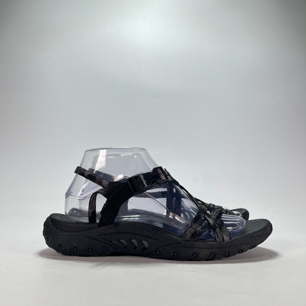 Skechers Reggae Positive Space Black Grey Outdoor Sport Sandals Womens Size 8.5